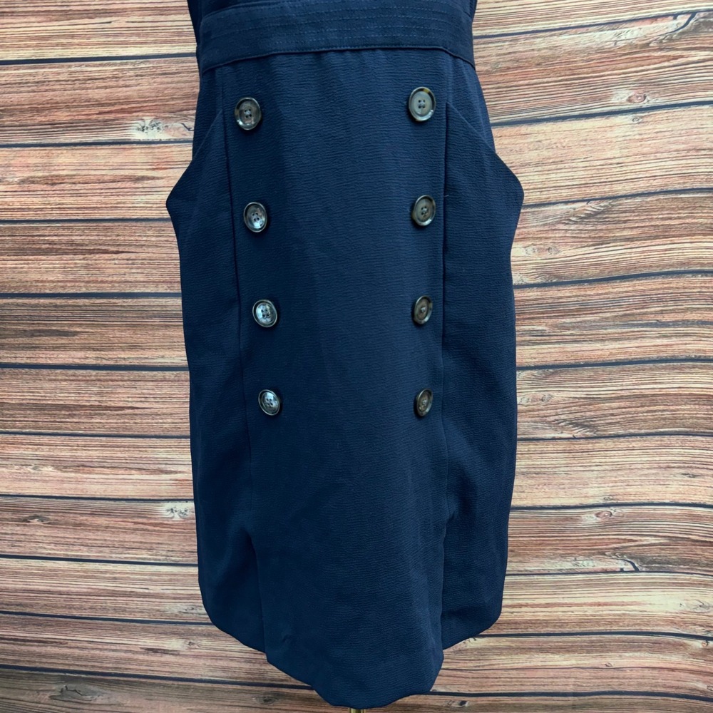 Banana Republic Utility Sheath Dress Womens 8 Navy Sleeveless Button Pocket - Picture 3 of 16